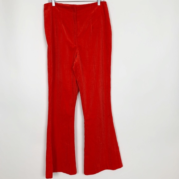 Asos Wide Leg Flare Chenille Hi Rise Pants - Picture 1 of 8